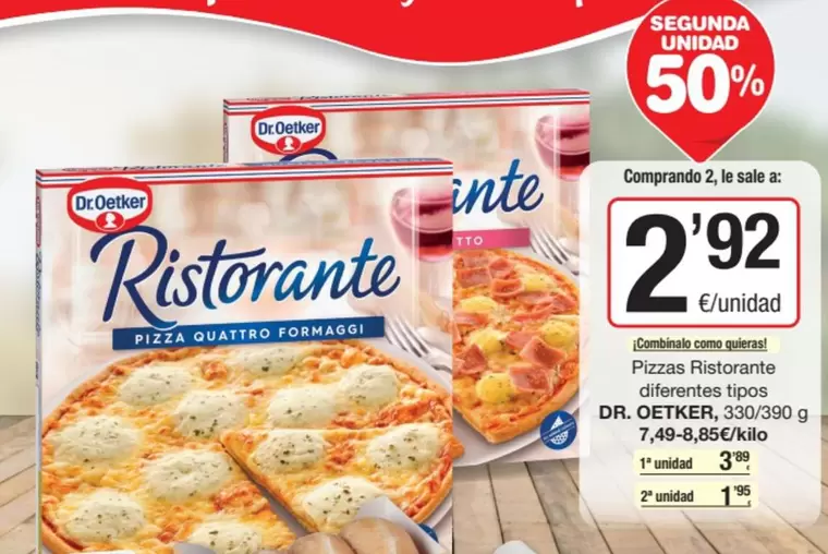 Oferta de Dr Oetker - Pizza Ristorante Diferentes Tipos por 3,99€ en SPAR Fragadis