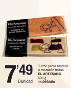 Oferta de El Artesano - Turron Yema Tostada O Mazapan Frutas por 7,49€ en SPAR Fragadis