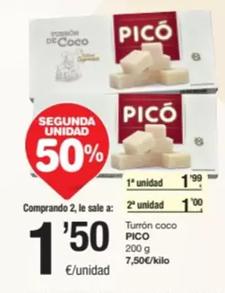 Oferta de Pico - Turron Coco por 1,5€ en SPAR Fragadis