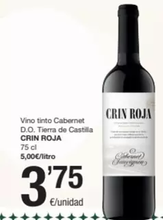 Oferta de Crin Roja - Vino Tinto Cabernet D.o. Tierra De Castilla por 3,75€ en SPAR Fragadis