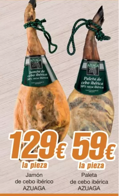 Oferta de Azuaga - Jamón De Cebo Ibérica por 129€ en SPAR Fragadis