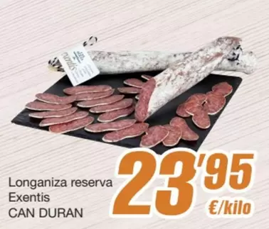 Oferta de Can Duran - Longaniza Reserva Exentis por 23,95€ en SPAR Fragadis