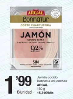 Oferta de Argal - Jamon Cocido Bonnatur En Lonchas por 1,99€ en SPAR Fragadis