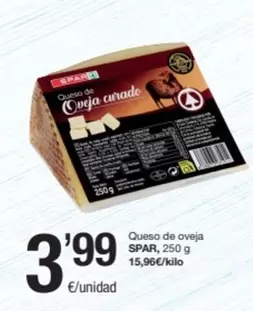 Oferta de Spar - Queso De Oveja por 3,99€ en SPAR Fragadis