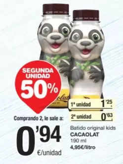 Oferta de Cacaolat - Batido Original Kids por 1,25€ en SPAR Fragadis