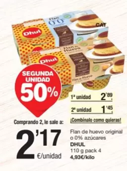 Oferta de Dhul - Flan De Huevo Original O 0% Azucares por 2,89€ en SPAR Fragadis