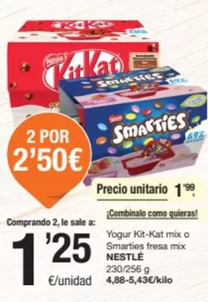 Oferta de Nestlé - Yogurt Kit Kat Mix O Smarties Fresa Mix por 1,99€ en SPAR Fragadis