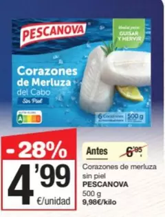 Oferta de Pescanova - Corazones De Merluza Sin Piel por 4,99€ en SPAR Fragadis