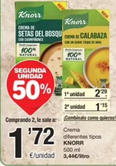 Oferta de Knorr - Crema Diferentes Tipos por 1,72€ en SPAR Fragadis