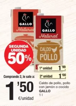 Oferta de Gallo - Caldo De Pollo, Pollo Con Jamón O Cocido por 1,5€ en SPAR Fragadis