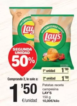 Oferta de Lay's - Patatas Receta Campesina por 1,5€ en SPAR Fragadis