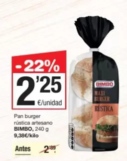 Oferta de Pan -  Burger Rustica Artesano por 2,25€ en SPAR Fragadis