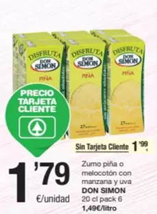 Oferta de Don Simón - Zumo Pina O Melocoton Con Manzana Y Uva por 1,79€ en SPAR Fragadis