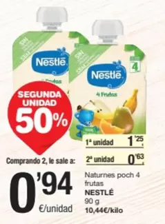 Oferta de Nestlé - Natures Poch 4 Frutas por 0,94€ en SPAR Fragadis