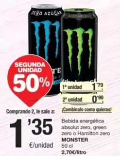 Oferta de Absolut - Bebida Energética  Zero, Green Zero O Hamilton Zero por 1,35€ en SPAR Fragadis