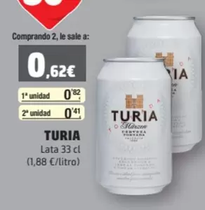 Oferta de Turia - Lata 33 Cl por 0,82€ en SPAR Fragadis