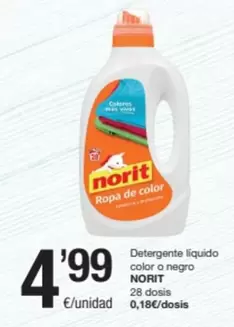 Oferta de Norit - Detergente Liquido Color O Negro por 4,99€ en SPAR Fragadis