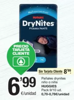 Oferta de Huggies - Panales Drynites Nino O Nina por 6,99€ en SPAR Fragadis