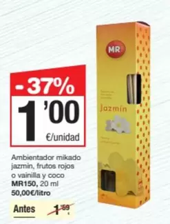 Oferta de Mikado - Ambientador  Jazmín, Frutos Rojos O Vainilla Y Coco por 1€ en SPAR Fragadis