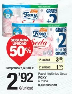 Oferta de Foxy - Papel Higiénico Seda por 3,89€ en SPAR Fragadis