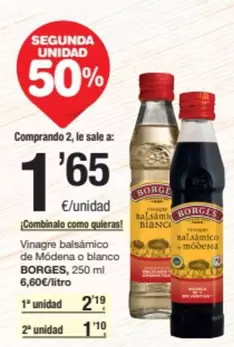 Oferta de Borges - Vinagre Balsamico De Módena O Blanco por 1,65€ en SPAR Fragadis