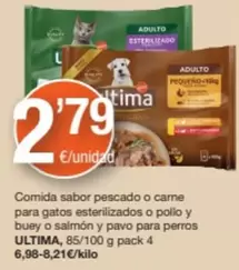 Oferta de Última - Comida Sabor Pescado O Carne Para Gatos Esterilizados O Pollo Y Buey O Salmon Y Pavo Para Perros por 2,79€ en SPAR Fragadis