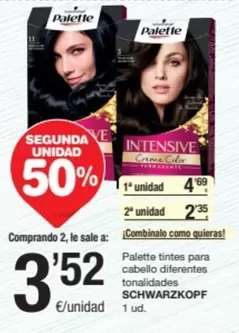 Oferta de Schwarzkopf - Palette Tintes Para Cabello Diferentes Tonalidades por 3,52€ en SPAR Fragadis