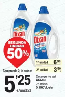 Oferta de Dixan - Detergente Gel por 5,25€ en SPAR Fragadis