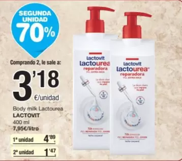 Oferta de Lactovit - Body Milk Lactourea por 4,89€ en SPAR Fragadis