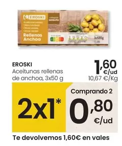 Oferta de Eroski - Aceitunas Rellenas De Anchoa por 1,6€ en Eroski