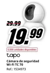 Oferta de Cámara De Seguridad Wi-Fi TC 70 por 19,99€ en MediaMarkt