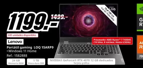 Oferta de Lenovo - Portatil Gaming Loo 15arp9 por 1199€ en MediaMarkt