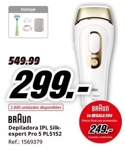 Oferta de Braun - Depiladora Ipl Silk-Expert Pro 5 Pl5152 por 299€ en MediaMarkt