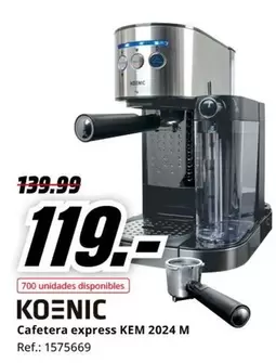 Oferta de Koenic - Cafetera Express KEM 2024 M por 119€ en MediaMarkt