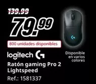 Oferta de Logitech - Ratón Gaming Pro 2 Lightspeed por 79,99€ en MediaMarkt