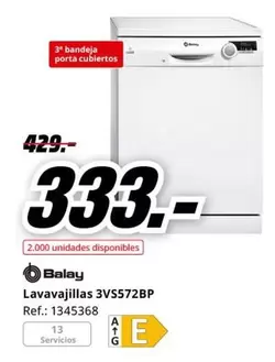 Oferta de Balay - Lavavajillas 3vs572bp por 333€ en MediaMarkt