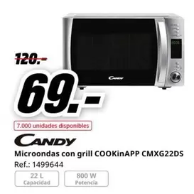 Oferta de Candy - Microondas Con Grill CMXG22DS por 69€ en MediaMarkt