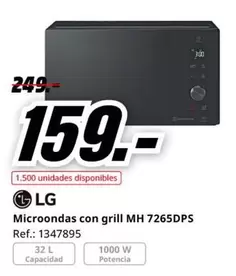 Oferta de LG - Microondas Con Grill MH 7265DPS por 159€ en MediaMarkt