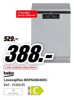 Oferta de Beko - Lavavajillas BDFN26640XC por 388€ en MediaMarkt