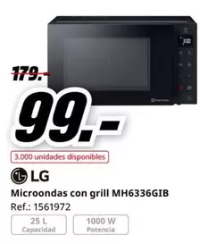 Oferta de LG - Microondas Con Grill MH6336GIB por 99€ en MediaMarkt