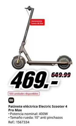 Oferta de Rueda - Patinete Eléctrico Ecooter 4 Pro Max por 469€ en MediaMarkt