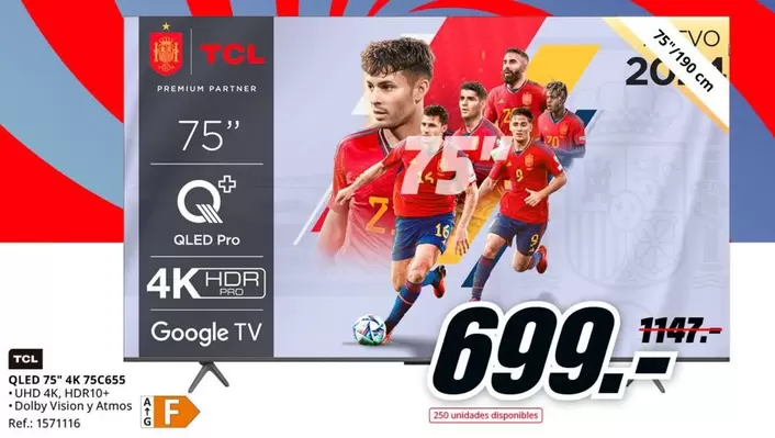 Oferta de TCL - Qled 75 4k 75c5575 por 699€ en MediaMarkt