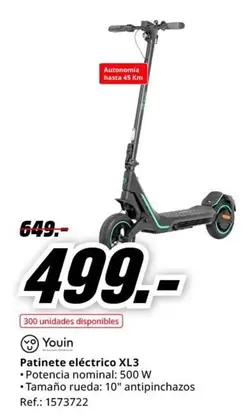 Oferta de Rueda - Patinete Eléctrico Xl3 por 499€ en MediaMarkt