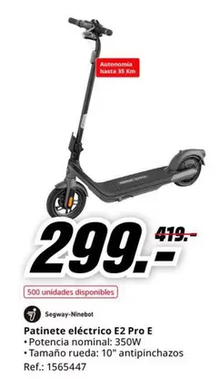 Oferta de Rueda - Patinete Eléctrico E2 Pro E por 299€ en MediaMarkt