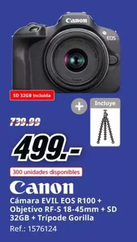 Oferta de Canon - Camara Eos R100+ por 499€ en MediaMarkt