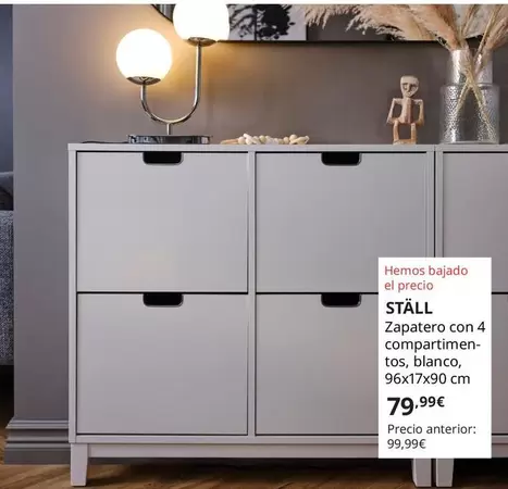 Oferta de Zapatero Con 4 Compartimentos, Blanco  por 79,99€ en IKEA