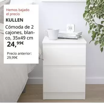 Oferta de Kullen - Comoda De 2 Cajones, Blanco, 35x49 Cm por 24,99€ en IKEA