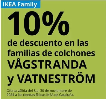 Oferta de De Descuento En Las Familias De Colchones Vagstranda Y Vatnestrom en IKEA