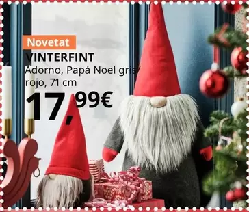 Oferta de Vinterfint - Adorno, Papa Noel Gris Rojo por 17,99€ en IKEA