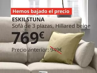 Oferta de Eskilstunda - Sofá De 3 Plazas, Hillared Beige por 769€ en IKEA